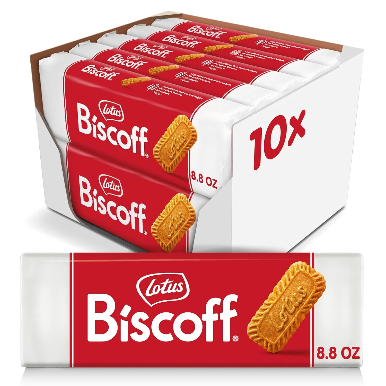 Lotus Biscoff, Caramelized Biscuit Cookies, non GMO   Vegan - 8.8 Ounce (Pack of 10)
