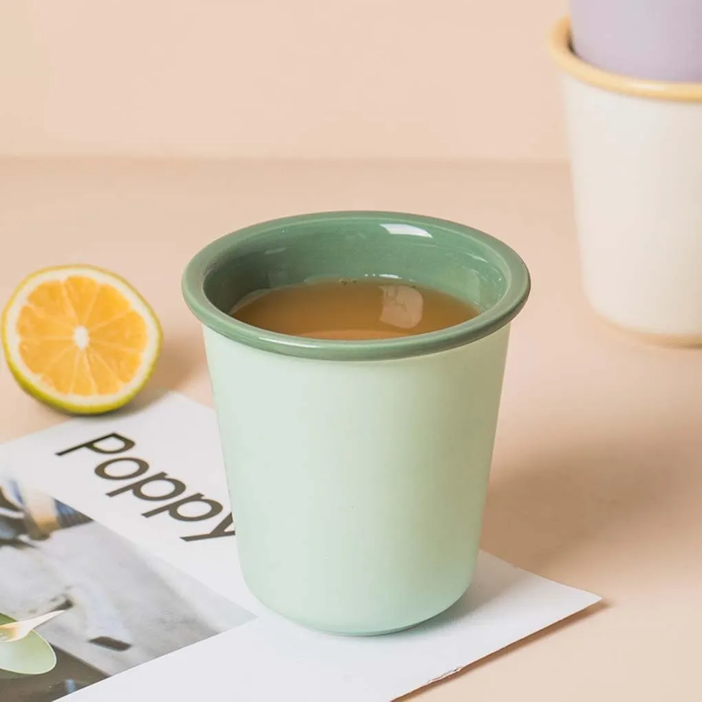 Macaron Ceramic Coffee Mug Espresso Cup Tea Cup Juice Cup-9 OZ -Pink(Green)