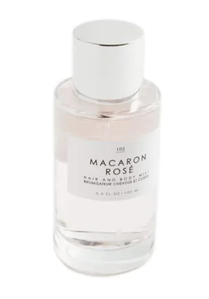 Macaron Rose Hair   Body Mist 3.4 Fl.Oz! Blend Of Eau De Rose, Turkish Delight And Sugarcane! Perfumed Hair & Body Mist For All Day Long-Lasting Freshness! Choose Your Scent! (Macaron Rose)