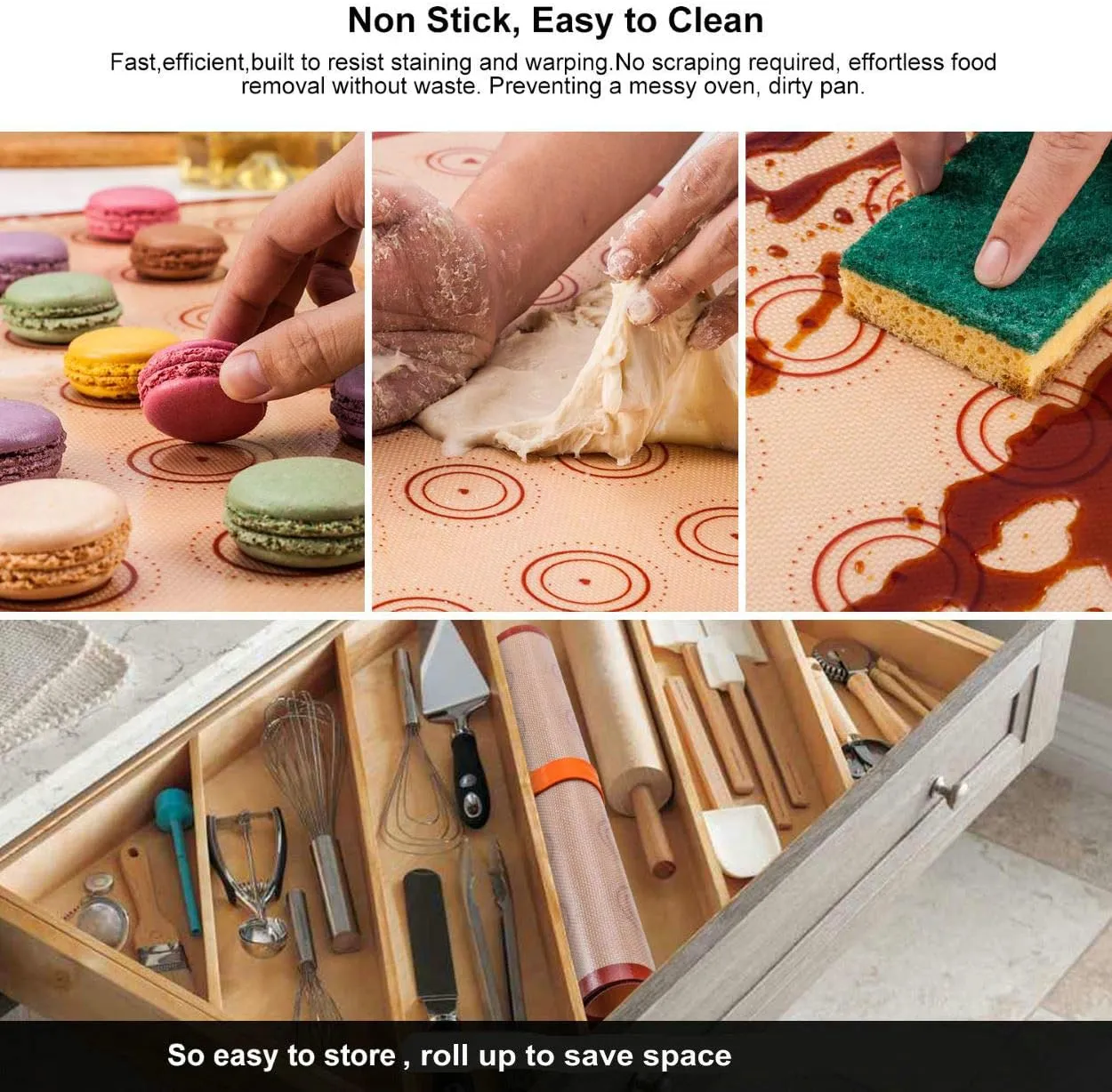 Macaron silicone baking mats - Macaroon Baking suppliers 1 Quarter Sheet   2 Half Sheet Macaron Baking Mat,Macaron Baking Sheet,2 Piping Pastry Bag with Bag Tie,6 Piping Tips