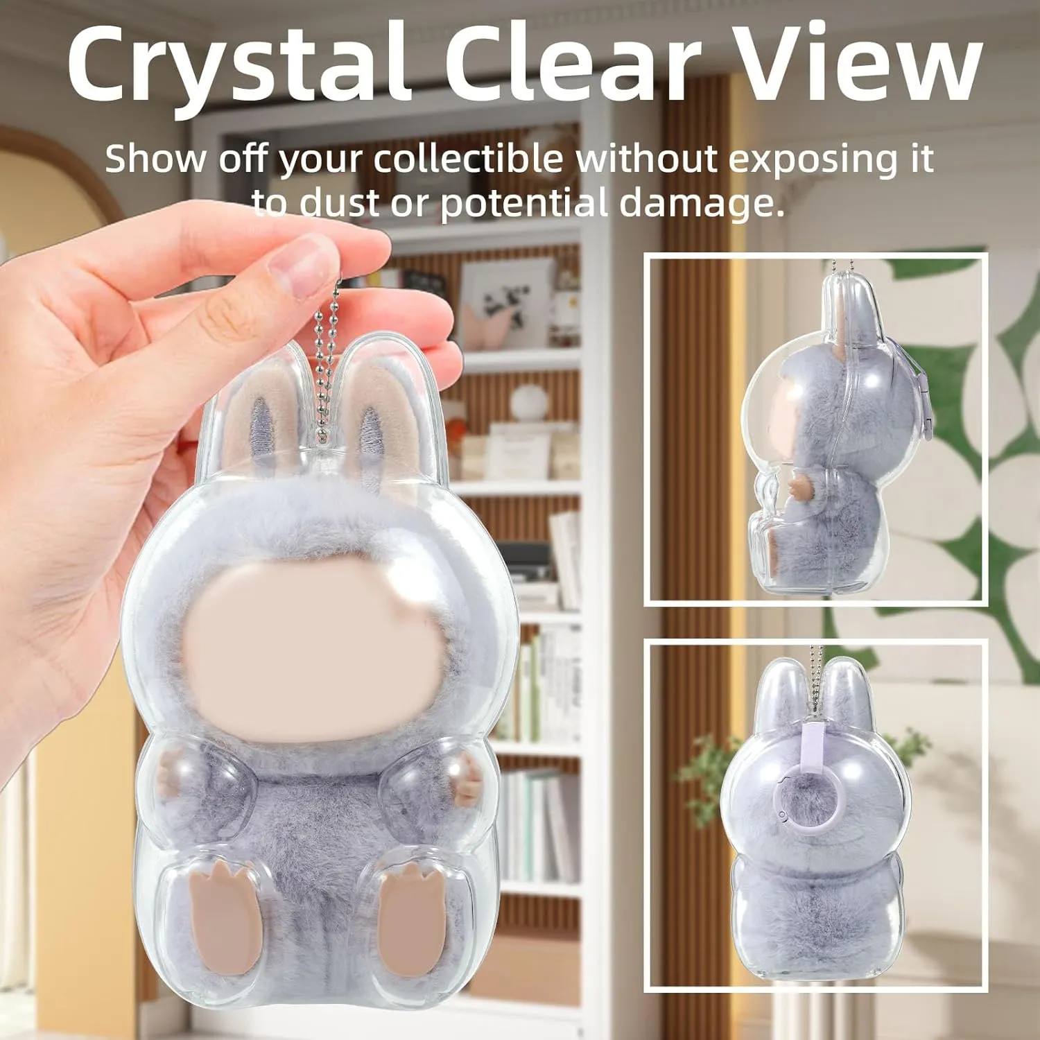 Macaron Standing Clear Plastic Protective Display Case for Labubu