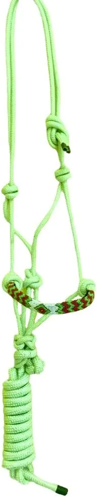 Majestic Ally Padded Beaded Nose Braided Rope Halter with 10' Matching Lead - Full (Lime Green)