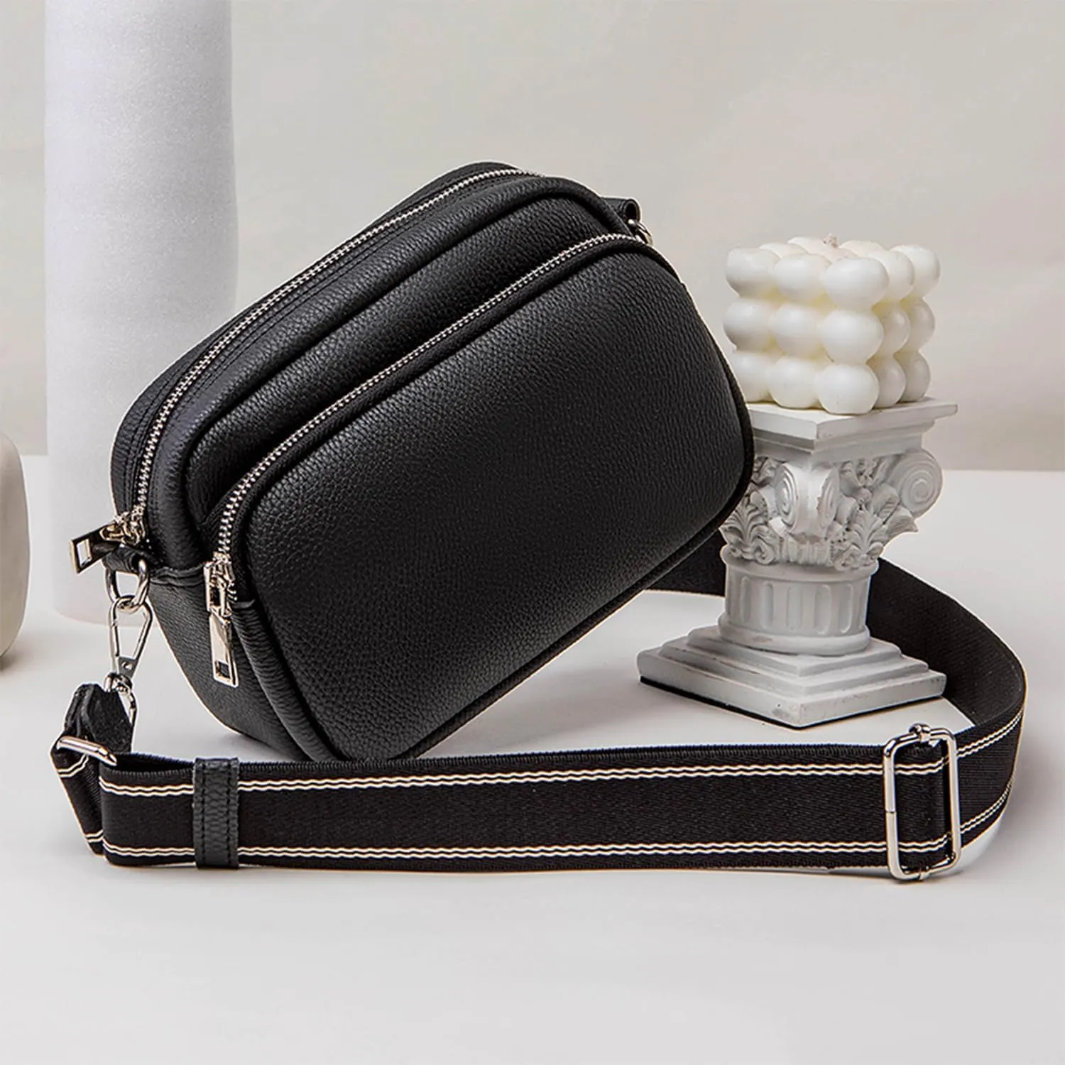 MAMUNU Crossbody Bag for Women, Crossbody Purse with Multi Pockets Zipper, Wide Strap Over Shoulder Handbag for Women Travel