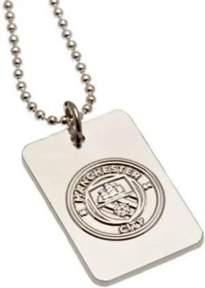 Manchester City F.C. Silver Plated Dog Tag & Chain
