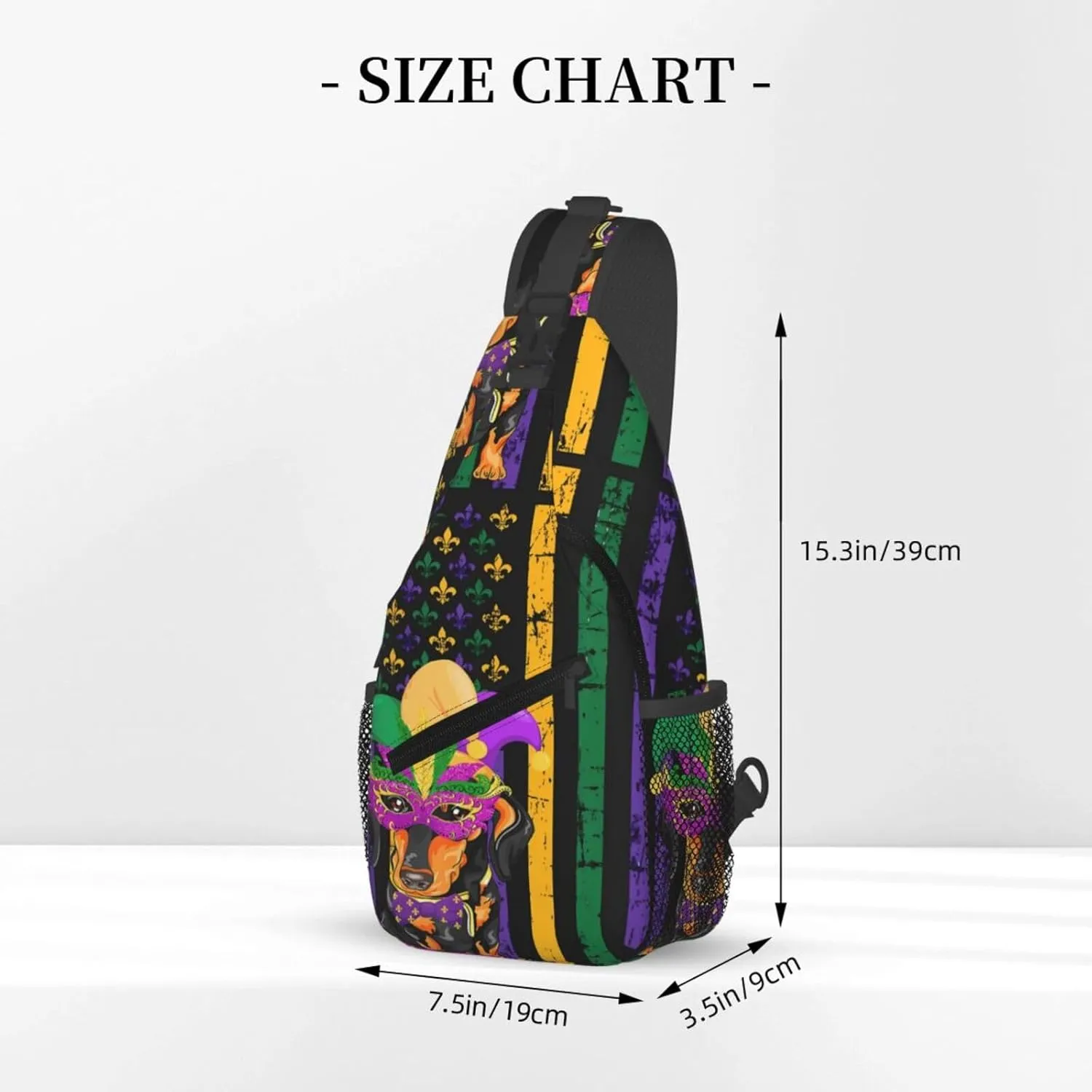 Mardi Gras American Flag Carnival Celebration Sling Bag Crossbody Bag Casual Chest Bags Travel Shoulder Backpack