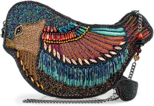 Mary Frances Lustrous Wings Beaded Crossbody Handbag Bird-Shaped Novelty Evening Purse, Multicolor