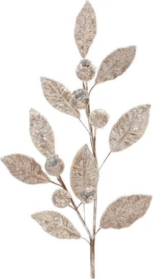 Melrose Glittered Leaf Artificial Christmas Sprays - 29.5" - Champagne - Set of 2
