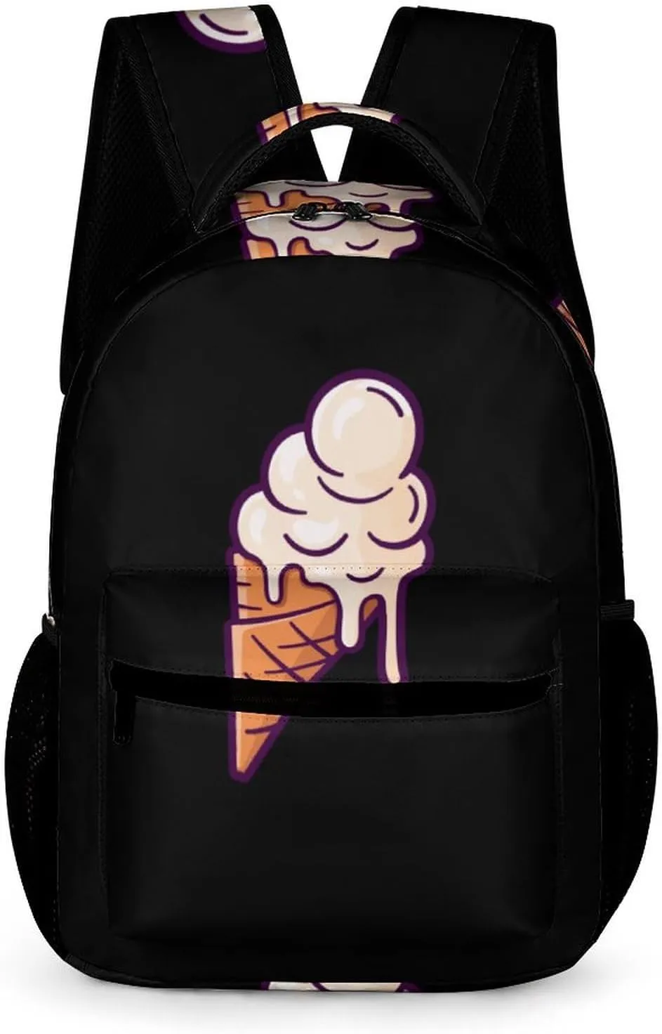 Melting Ice Cream Balls Cute Backpack Travel Work Bag with Water Bottle Pocket Adjustable Padded Shoulder Straps Daypack