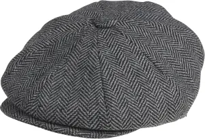 Men's 8 Piece 'Newsboy' Style Flat Cap Wool