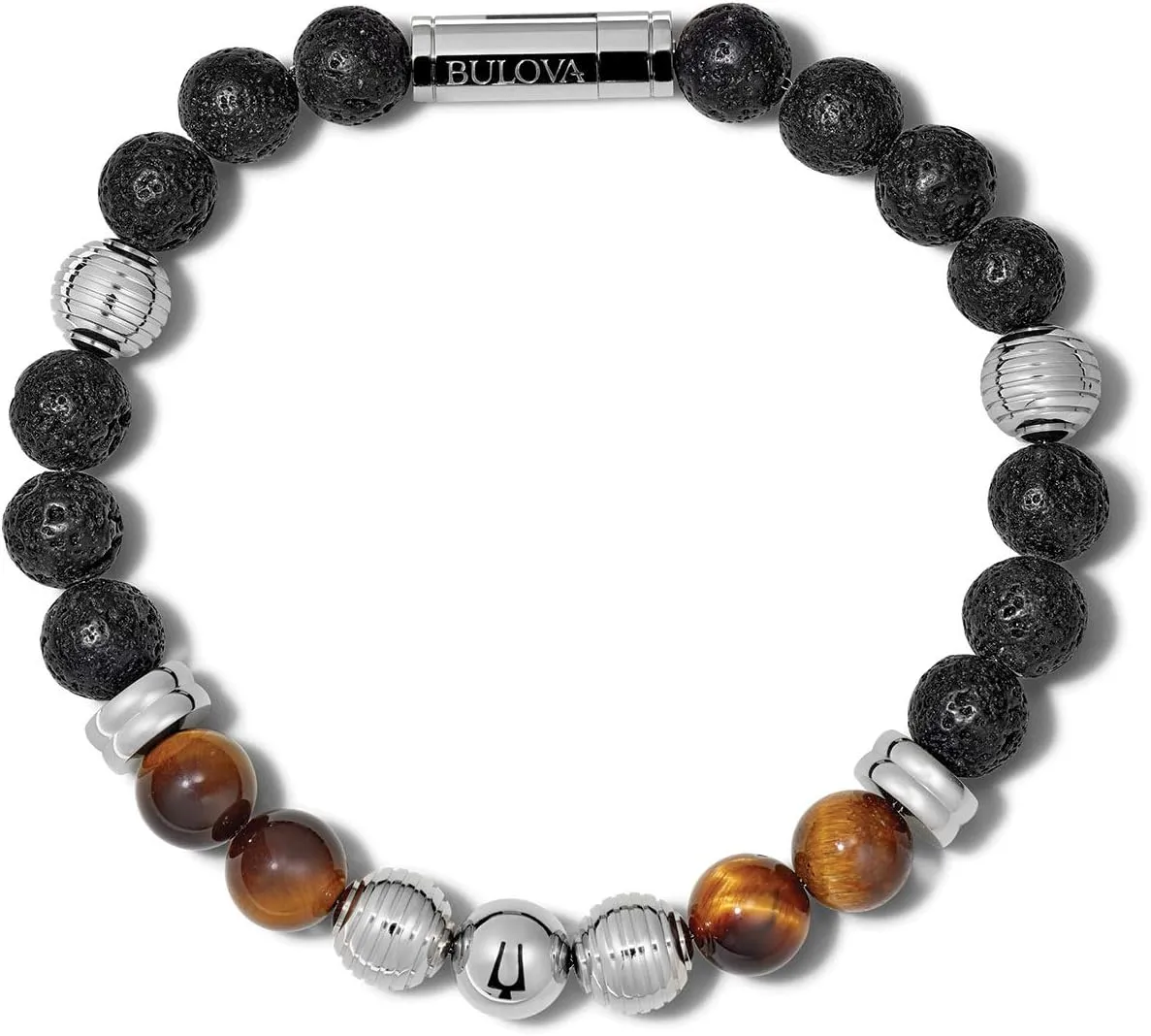 Men's Classic Beaded Bracelet with Cylinder Clasp