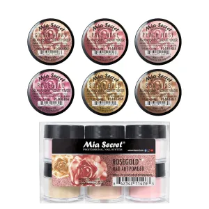 Mia Secret Colored Acrylic Nail Art Powder Collection - Rosegold, 6PC