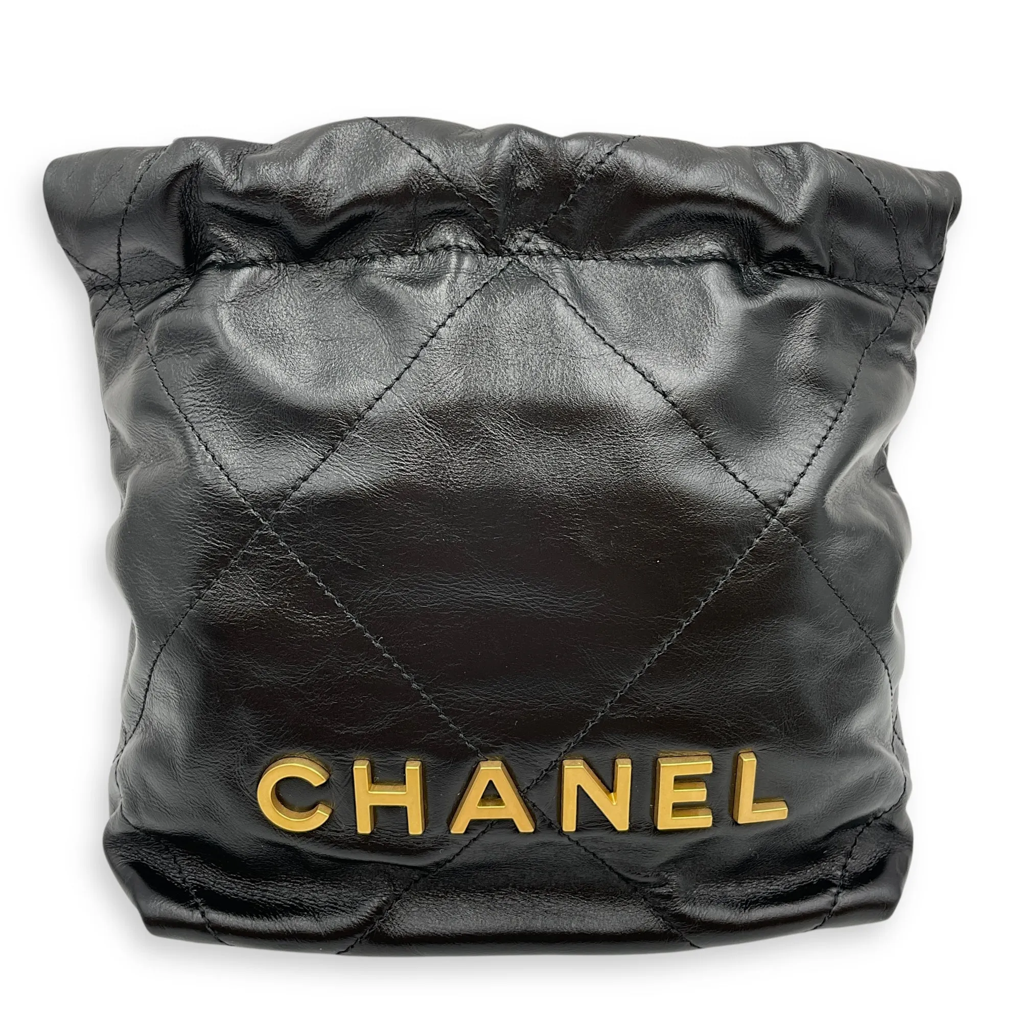 Mini 22 Black Crossbody Bag in Calfskin, Gold hardware