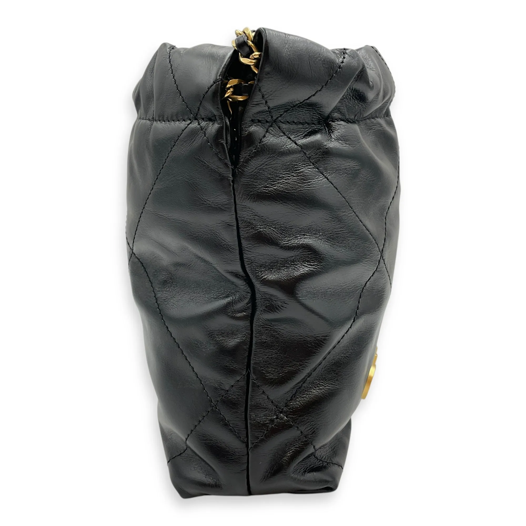 Mini 22 Black Crossbody Bag in Calfskin, Gold hardware