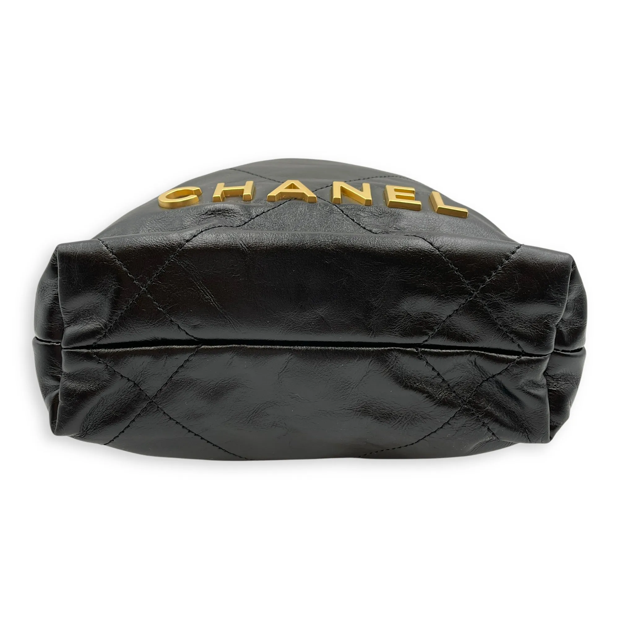 Mini 22 Black Crossbody Bag in Calfskin, Gold hardware