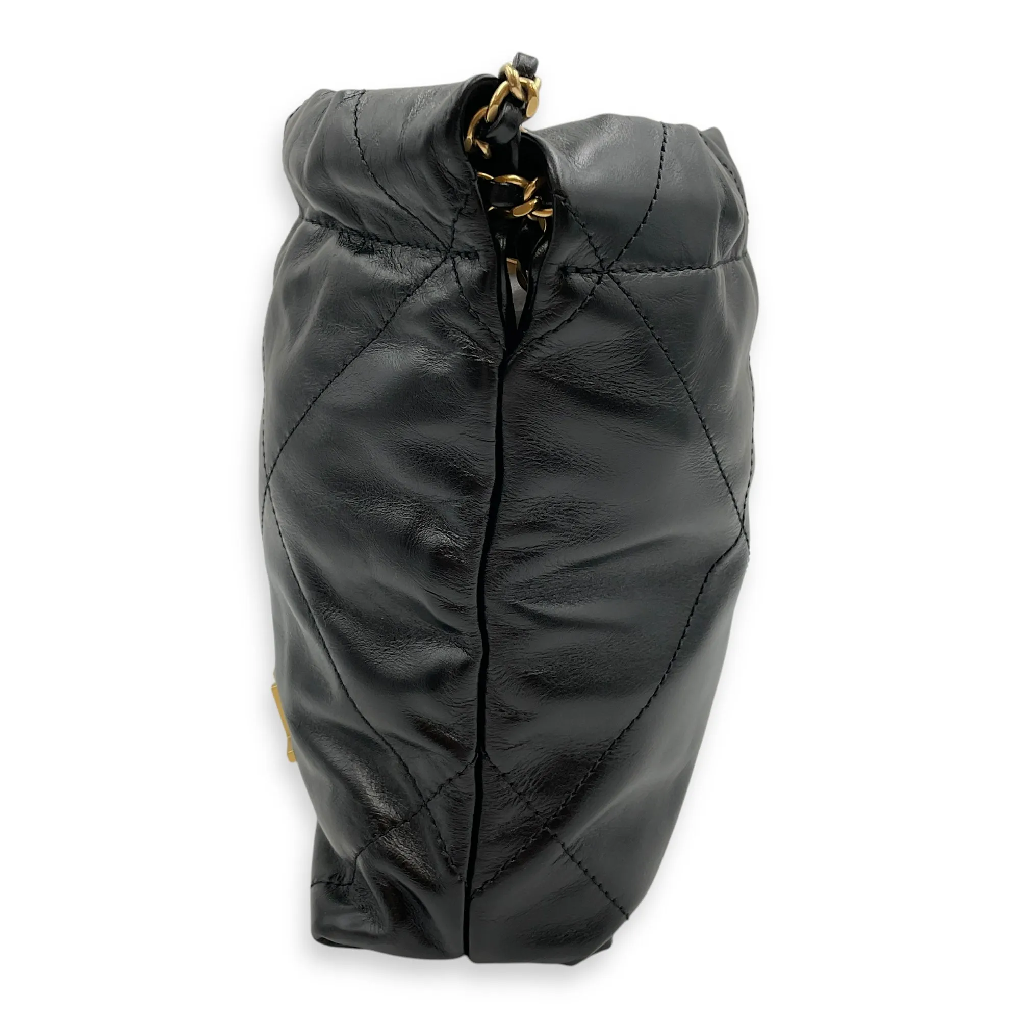 Mini 22 Black Crossbody Bag in Calfskin, Gold hardware