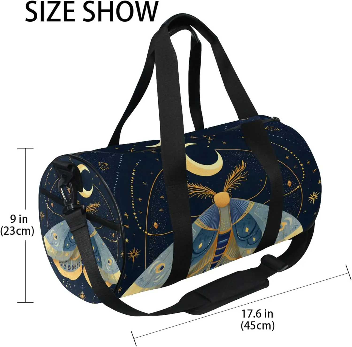 MNSRUU Sports Duffel Bags, Vibrantly Colored Moths Athletic Gym Bag Overnight Workout Travel Tote Luggage for Men Women Yoga
