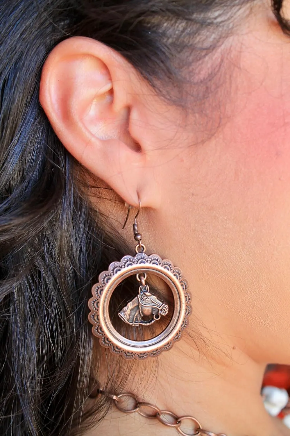 Montana West Wrangler 3 Pieces Jewelry Set for Women Western Cowgirl Necklace Earring Set.