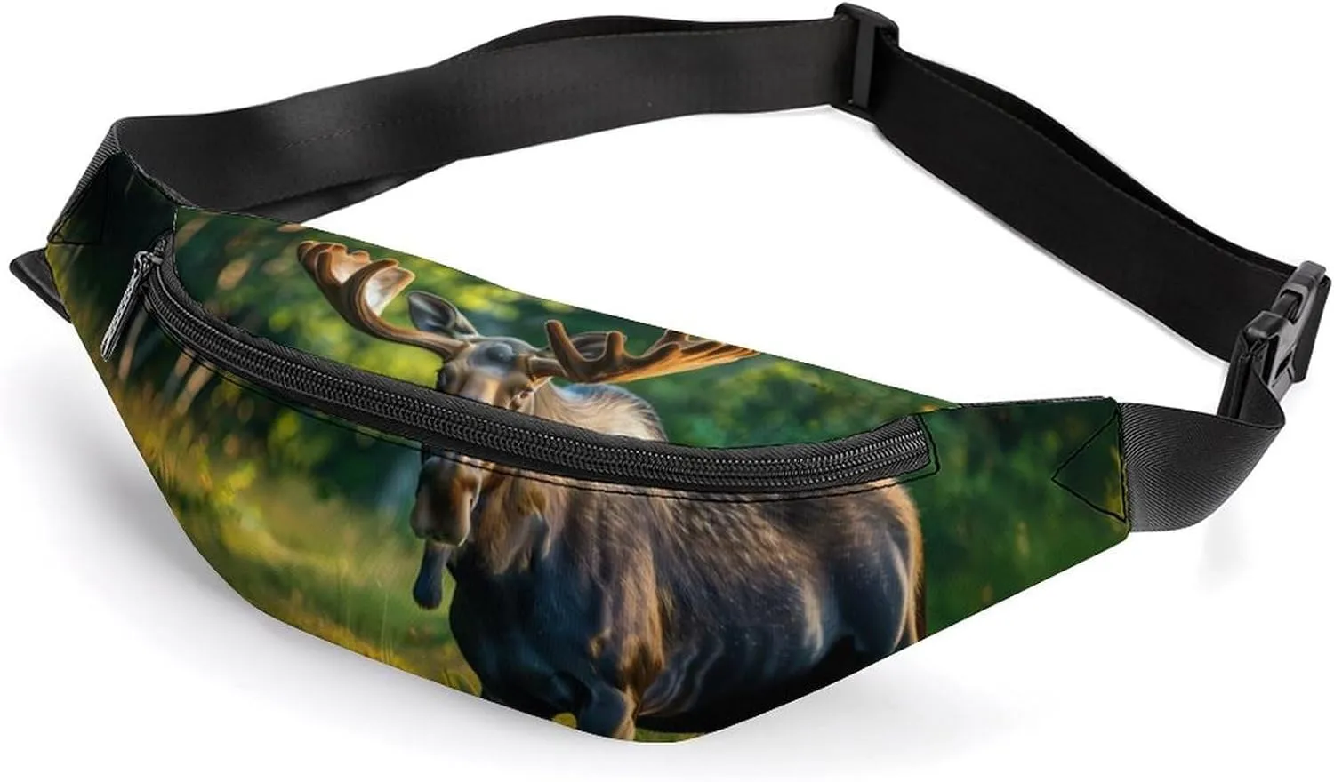 Moose in Forests Cute Fanny Pack Crossbody Lightweight Waist Bag for Men Women Outdoors Sports Hiking