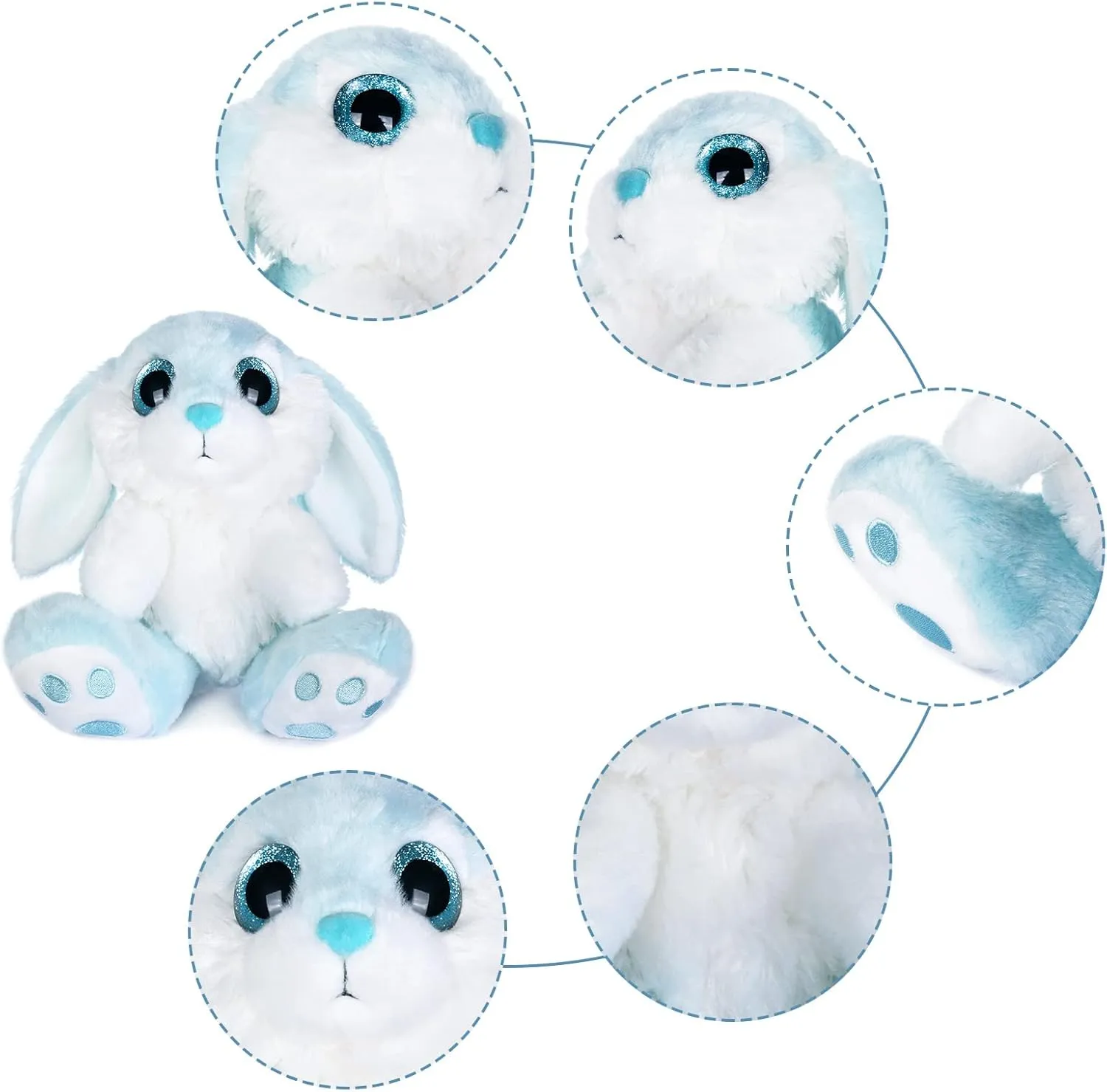 My OLi Bunny Stuffed Animal 8.5in Plush Rabbit with Floppy Ear Bedtime Friend Soft Toy Gifts for Girls Boys Kids, Blue