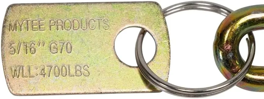 Mytee Products (4 Pack Trailer Safety Chain 5/16" x 36" with Clevis Slip Hook with Latch end Fitting - 4,700 LBS WLL Grade 70 Heavy Duty Trailer Chains with Hook for Towing & Gooseneck Couplers