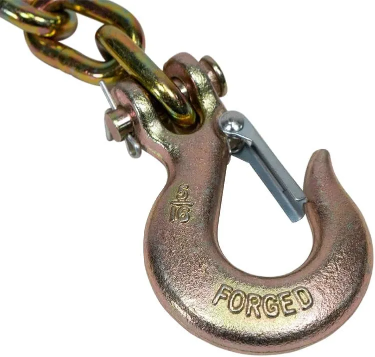Mytee Products (4 Pack Trailer Safety Chain 5/16" x 36" with Clevis Slip Hook with Latch end Fitting - 4,700 LBS WLL Grade 70 Heavy Duty Trailer Chains with Hook for Towing & Gooseneck Couplers