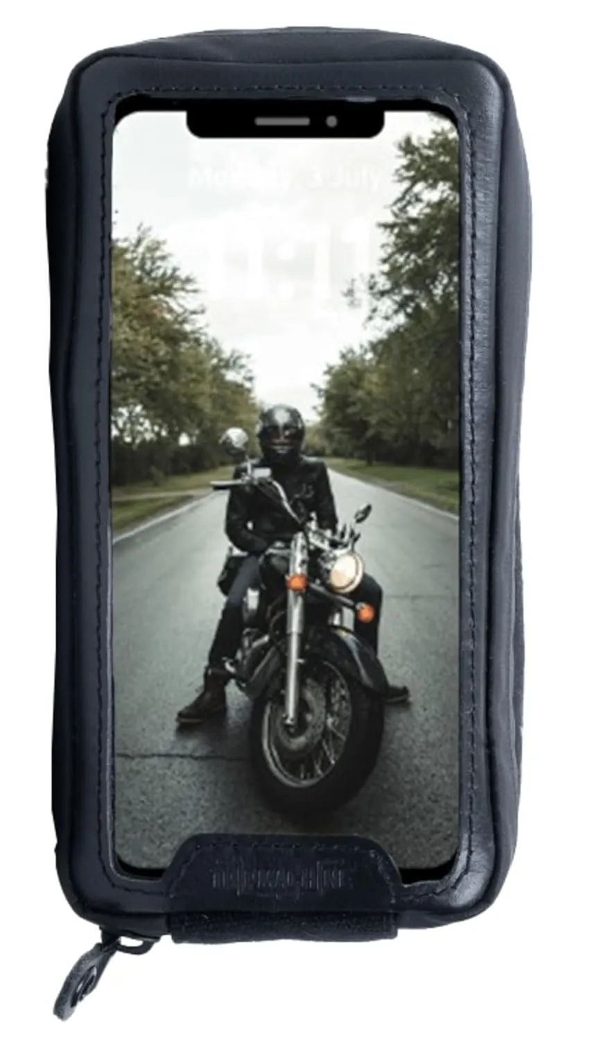 Navigator Tank Bag: Universal Magnetic Motorcycle Mobile Holder Waterproof Phone Pouch with Anti-Slip Design & Fanny Strap by Trip Machine Company (All Black)