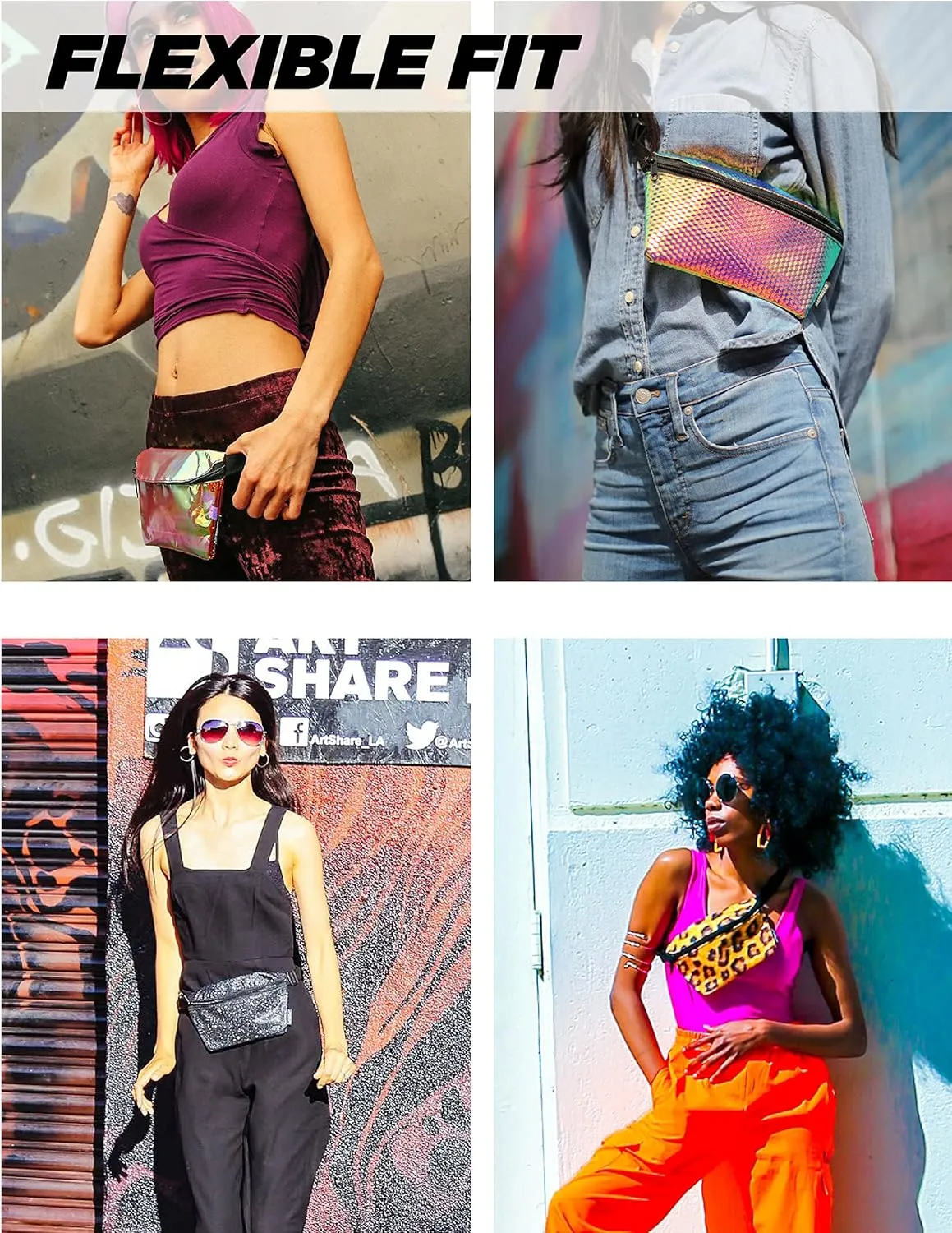 NC-17 90s Black Fanny Pack Crossbody Bags for Women Festival Bag Small Fanny Packs for Women Fashionable Concert Rave Accessories Fanny Pack for Men Womens Fashion Waist (83023)