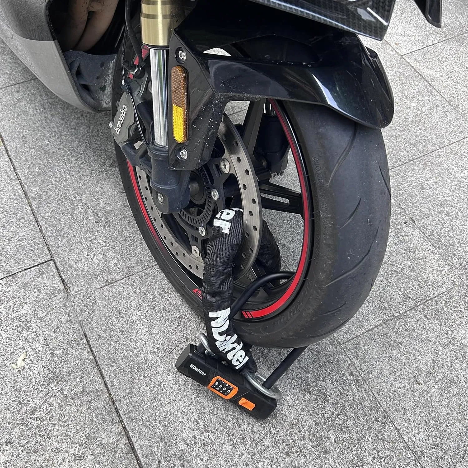 NDakter Motorcycle Locks Anti Theft, Keyless Electric Bike Lock Heavy Duty Bike U Lock Combination, 4FT x 6MM Thickened Steel Chain, Combo Large U Shape Ebike Lock for Motorcycle, Moped, Scooter