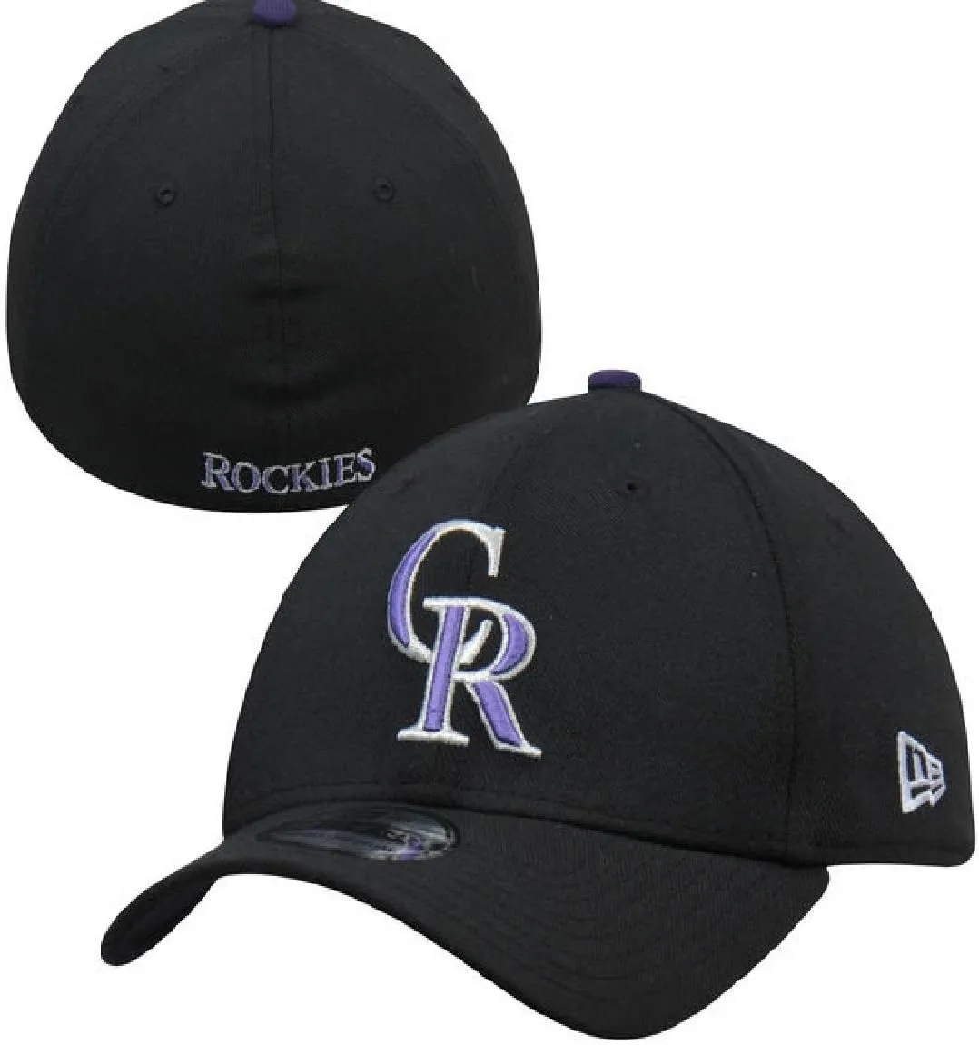 New Era Colorado Rockies Team Classic Stretch Fit Medium/Large Black