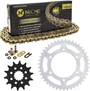 NICHE Drive Sprocket Chain Combo for Yamaha YZF-R3 MT-03 YZF-R25 MT-25 Front 14 Rear 43 Tooth 520V-X X-Ring 112 Links