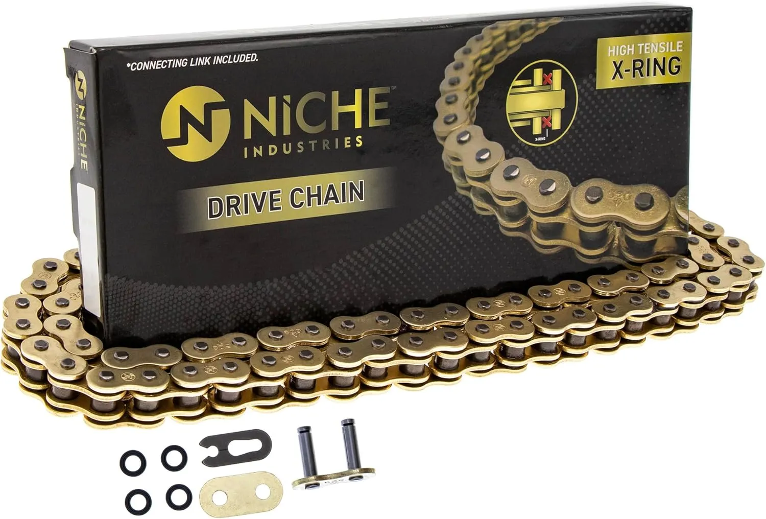 NICHE Gold 520 X-Ring Chain 100 Links with Connecting Master Link