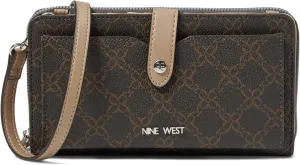 Nine West Waylynn SLG Tech Crossbody, Brown Logo/Latte