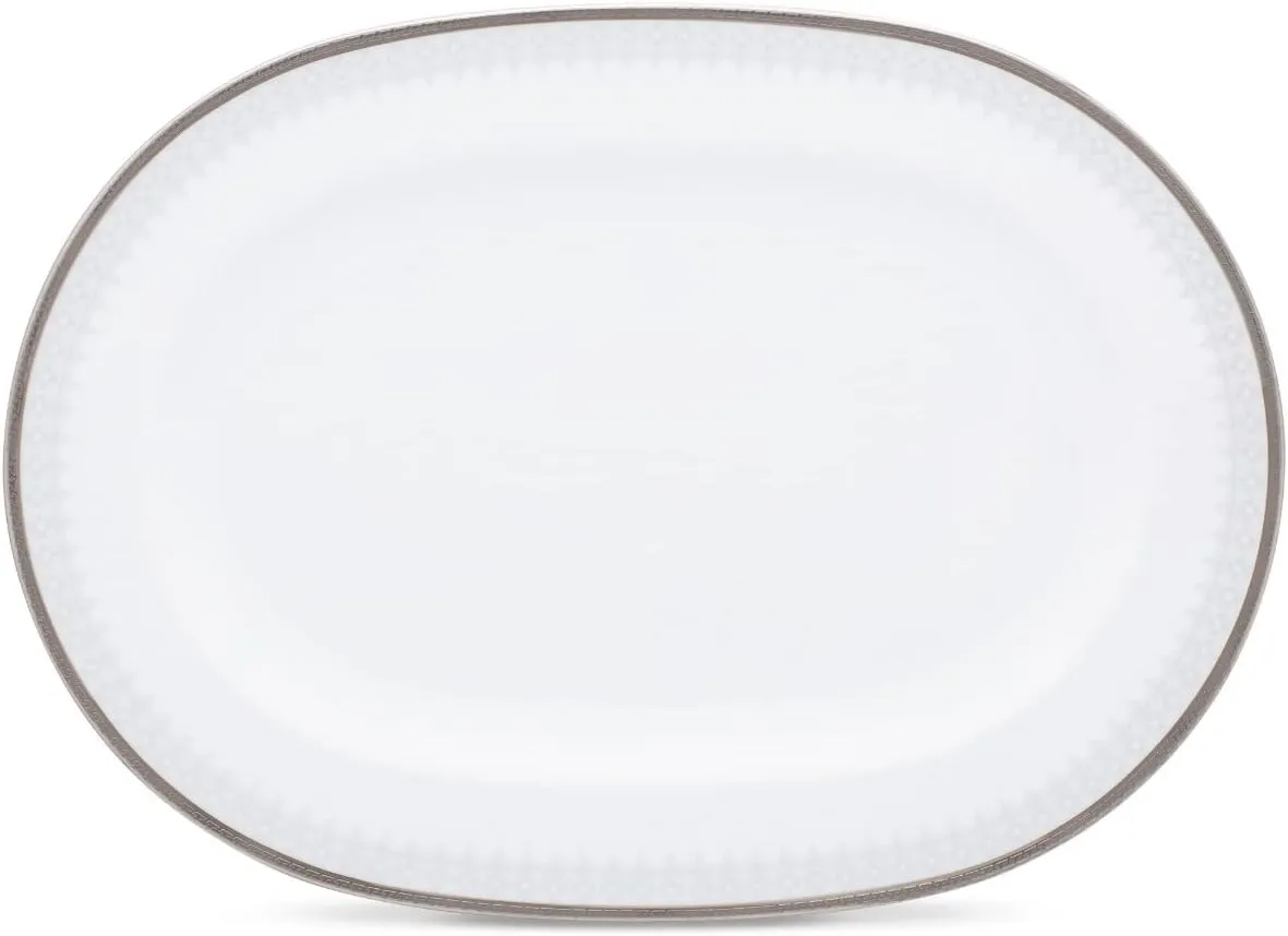 Noritake Silver Colonnade Platter, Oval, 14" in White.,