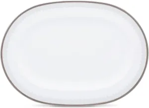 Noritake Silver Colonnade Platter, Oval, 14" in White.,