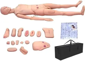 Nursing Manikin - Multi-Functional Training Simulation Mannequin with Replaceable Wound Modules and Storage Bag for Medical Education and Skills Development