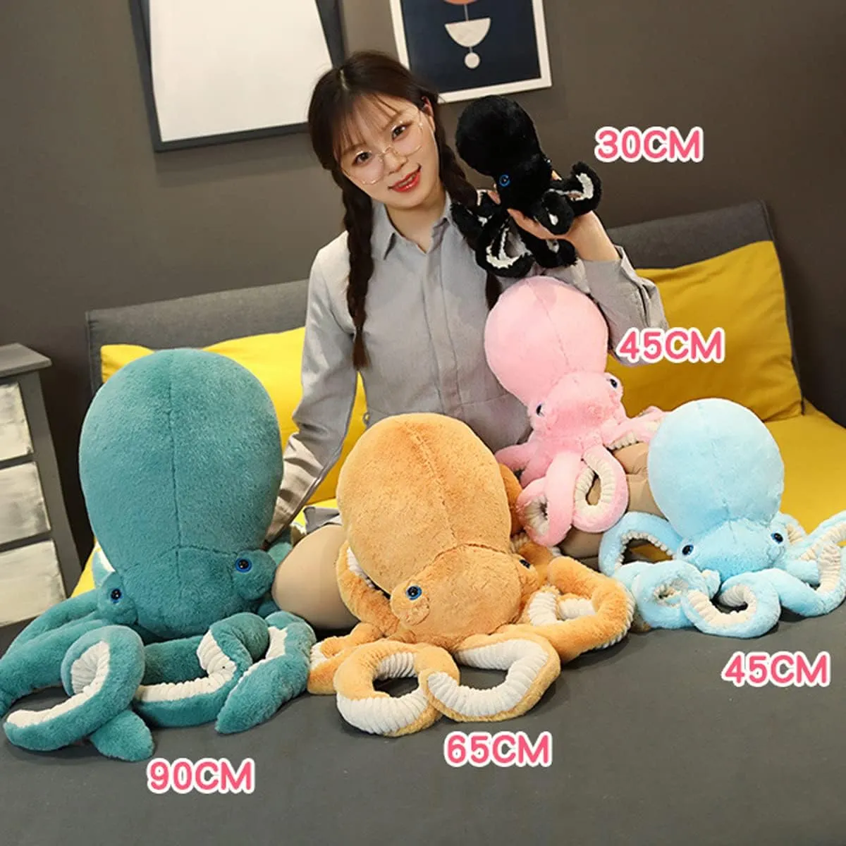 Octopus Stuffed Animals Octopus Plush Doll Toys Octopus Stuffed Toys Gift for Kids and Lovers for Birthday, Christmas, Valentine's Day(Orange)
