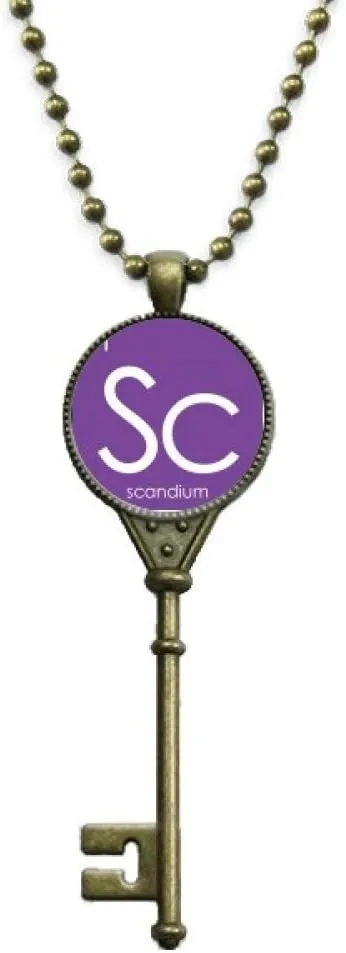 OFFbb-USA Chemistry Elements Period Table Transition Metals Scandium Sc Key Necklace Pendant Tray Embellished Chain