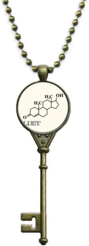 OFFbb-USA Desire Love Molecular Structure Key Necklace Pendant Tray Embellished Chain