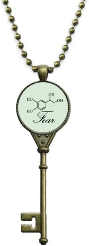 OFFbb-USA Fear Molecule Chemical Structure Key Necklace Pendant Tray Embellished Chain