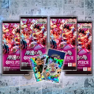 One Piece Booster Packs (A FIST of Divine Speed: 4 Packs of OP-11) with Holographic Sleeves (Japanese)