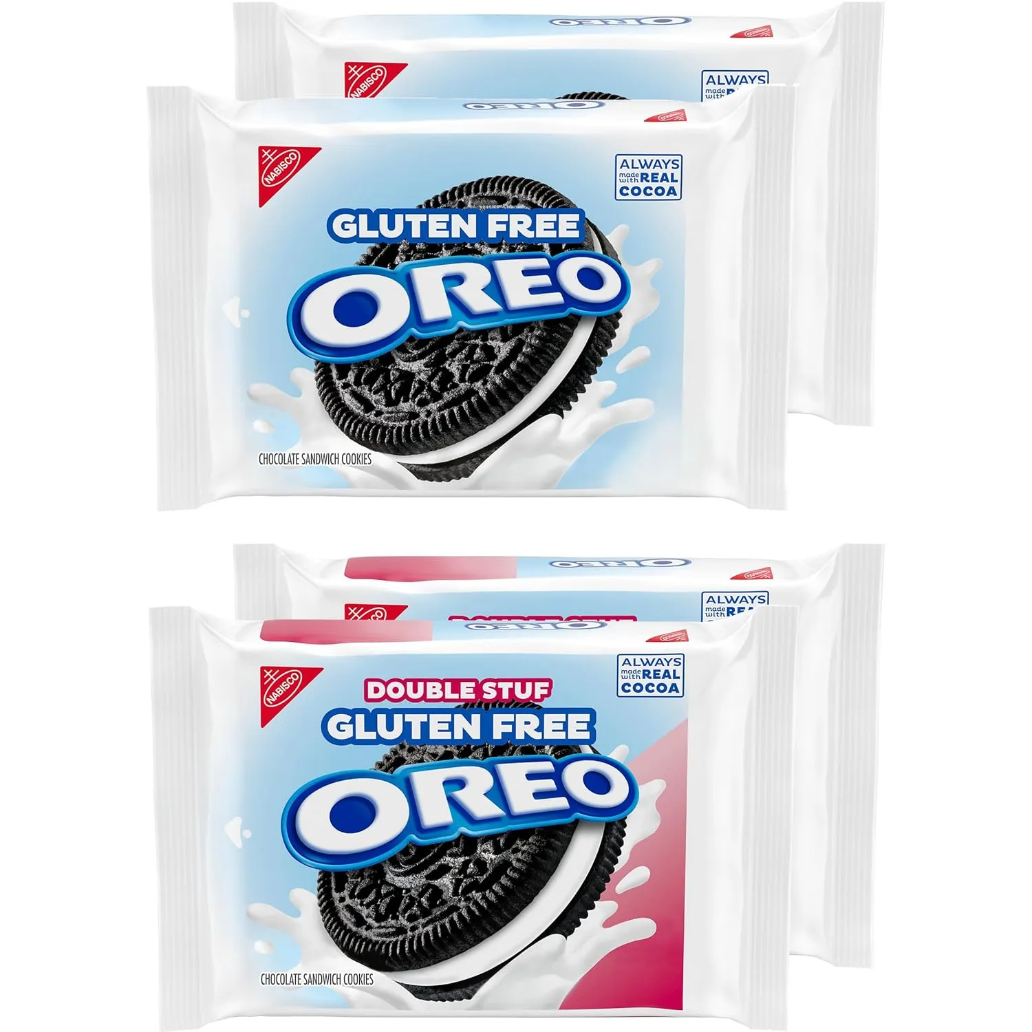 OREO Original & OREO Double Stuf Gluten Free Cookies Variety Pack, 4 Packs
