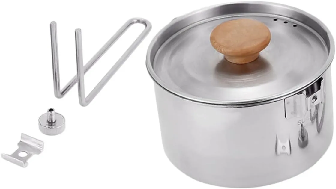 Outdoor Portable Stainless Steel Cooking Pot for Hiking Camping and Picnics Detachable Lightweight Multi Functional Utensil for Easy Outdoor Cooking