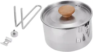 Outdoor Portable Stainless Steel Cooking Pot for Hiking Camping and Picnics Detachable Lightweight Multi Functional Utensil for Easy Outdoor Cooking