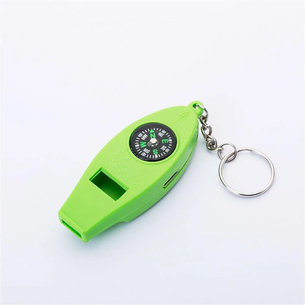 Outdoor Survival Camping Compass Thermometer Magnifying Glass 4-in-1 Multi-Functional Whistle