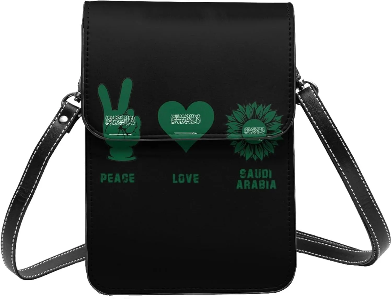 Peace Saudi Arabia Saudi Arabian Flag Small Crossbody Bag Is A Shoulder Bag Designed For Women And Girls Cell Phone Crossbody Wallet Purses With Card Slots Adjustable Strap