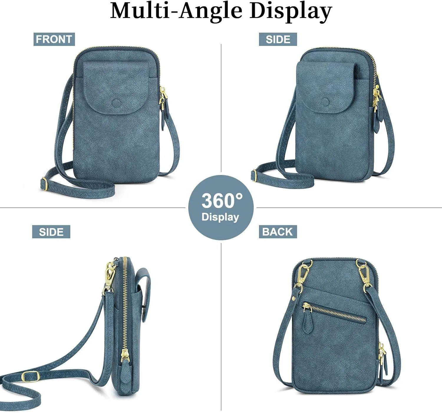 Peacocktion Small Crossbody Bags for Women, Cell Phone Bag Wallet Purses with Card Slots Adjustable Strap Zipper