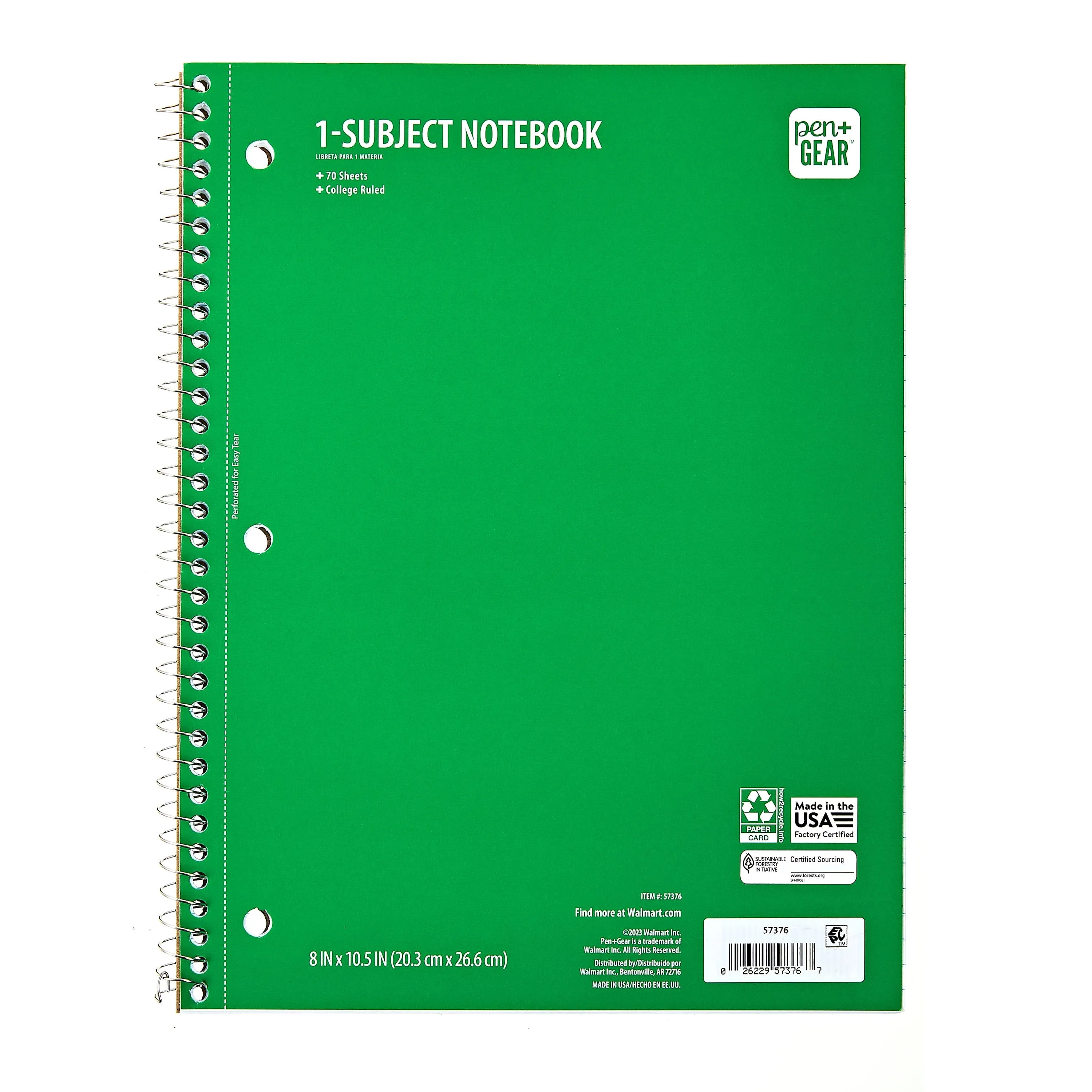 Pen   Gear 1-Subject Notebook, College Ruled, Blue, 70 Sheets