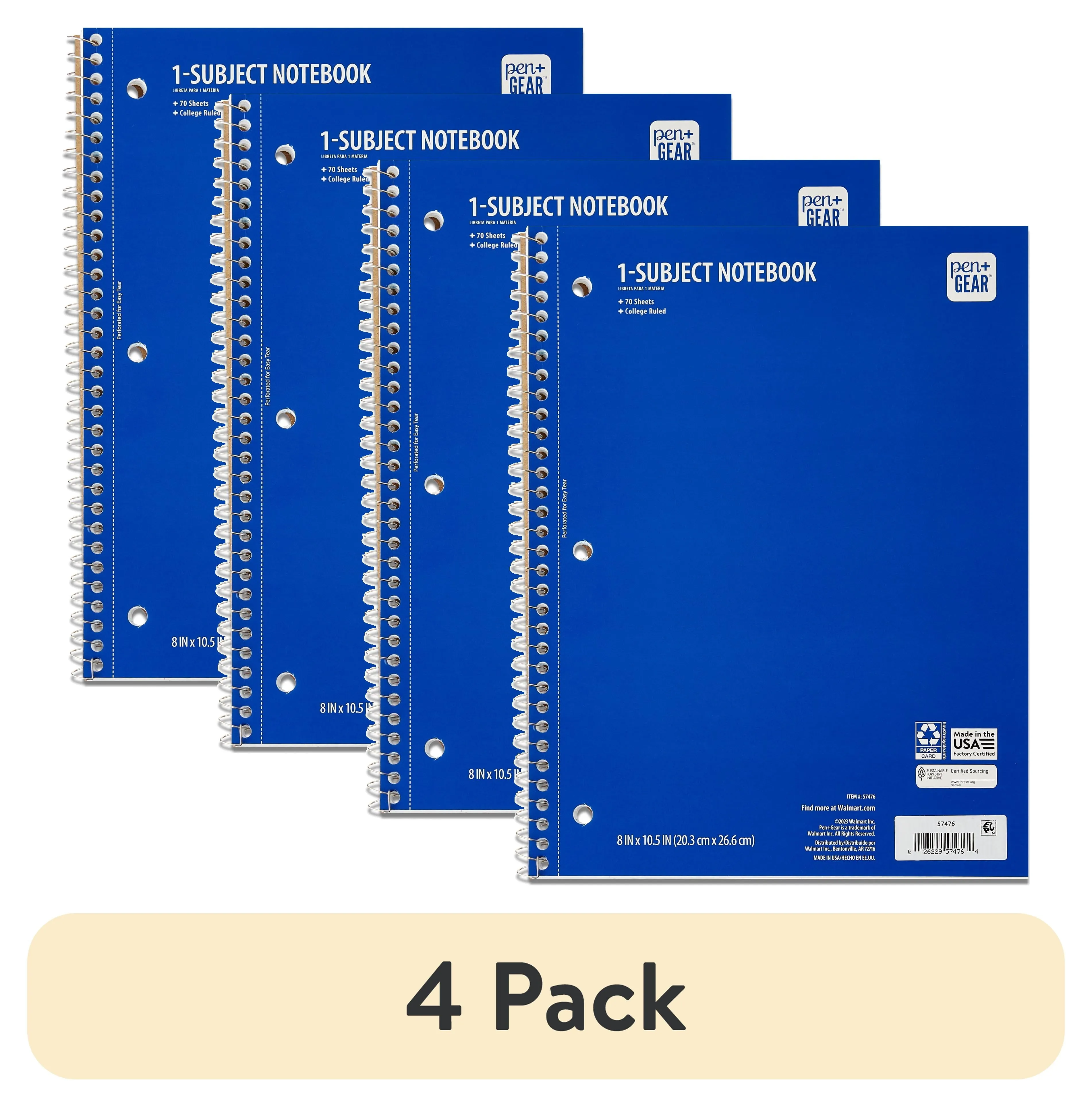 Pen   Gear 1-Subject Notebook, College Ruled, Blue, 70 Sheets