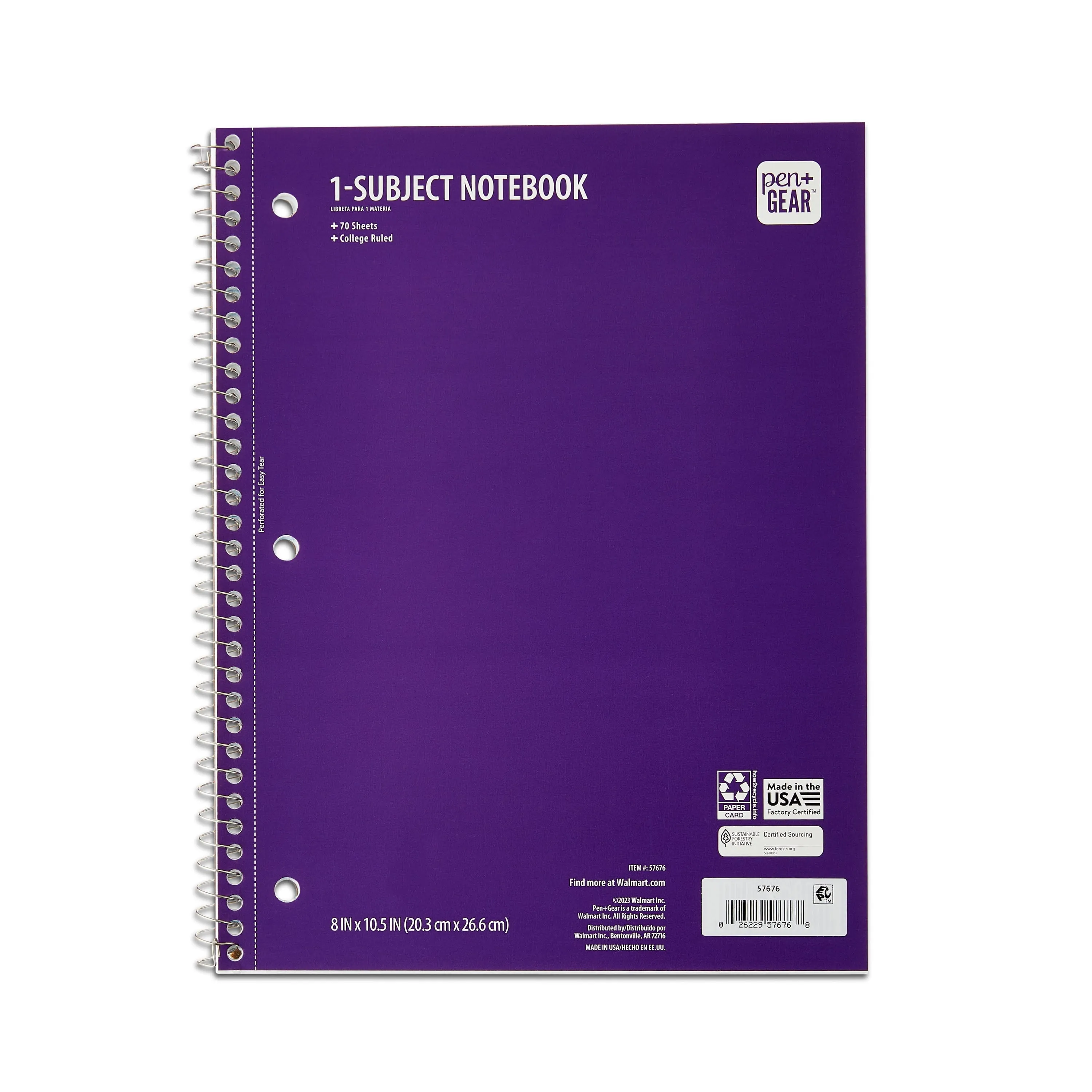 Pen   Gear 1-Subject Notebook, College Ruled, Blue, 70 Sheets