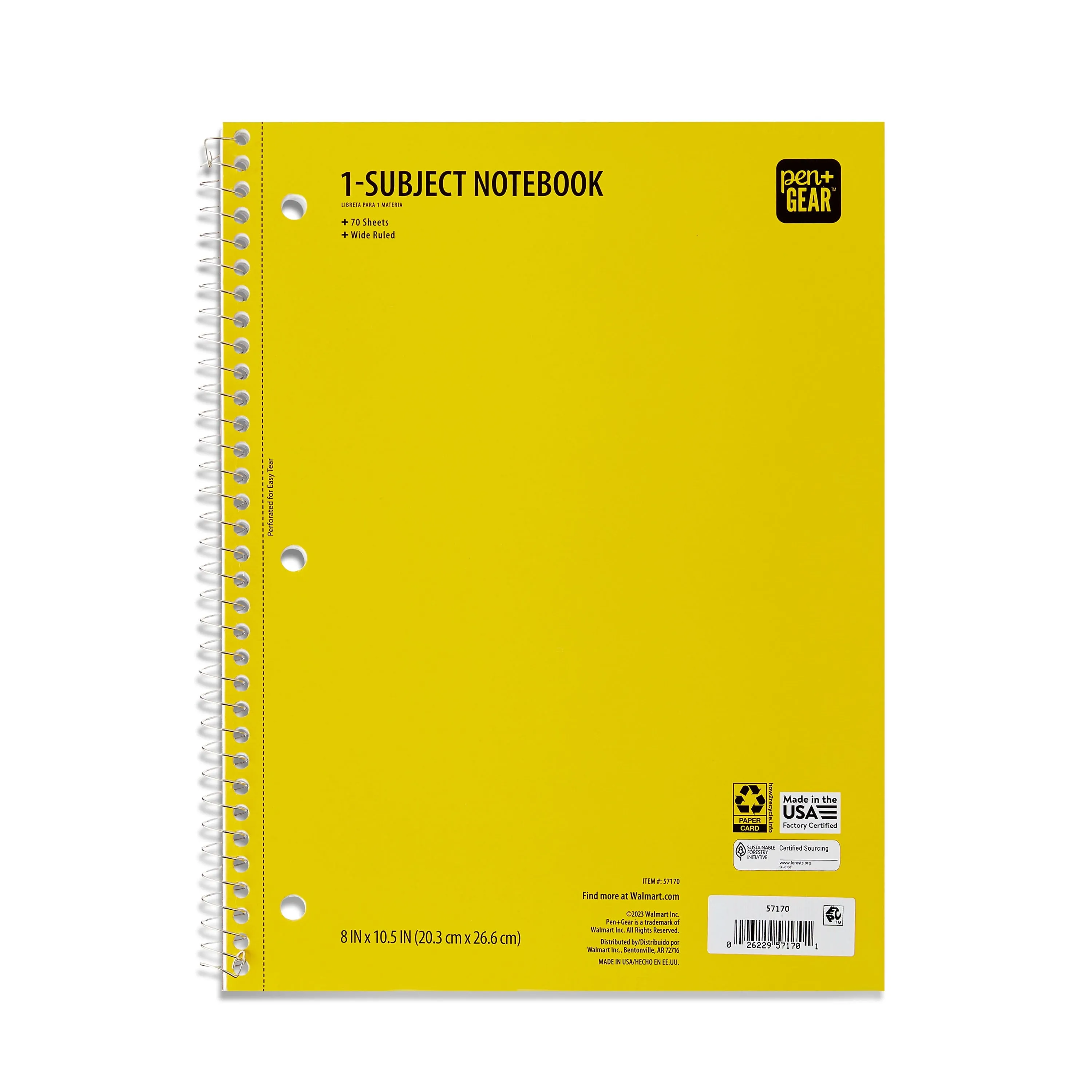 Pen   Gear 1-Subject Notebook, College Ruled, Blue, 70 Sheets